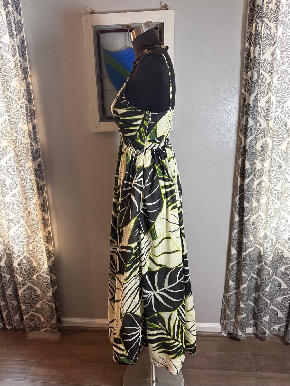 Joie Tropical Leaf Print Cut-Out Maxi Dress - Size 6 - 100% Cotton - Picture 4 of 12